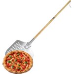 Relaxdays pelle  pizza perfore, manche en bois amovible, 132 cm, en aluminium et inox, argente