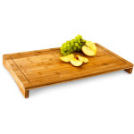 Relaxdays ? planche � d�couper en bambou 4, 5 cm d'�paisseur ? dimensions 52 x 29 cm ? rigoles pour jus ...