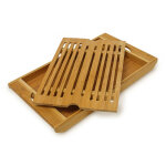 Planche  pain avec compartiment ramasse miette, en bambou, h x l x p : env. 3 x 37 x 21, 5 cm, nature ...
