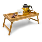 Relaxdays plateau de lit, en bambou et mdf, pour petit - djeuner, h x l x p : env. 23 x 60 x 30 cm, ...