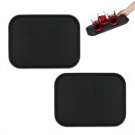 Plateau de service, lot de 2, surface antid�rapante, design rectangulaire, l x p : 41 x 30 cm, noir - ...