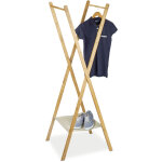 Relaxdays ? portant � v�tements pliable en bambou ? 2 barres ? dimensions 155, 5 x 50 x 57, 5 cm ? r�sistant ...