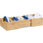 Porte cartes de visite a8 bambou support cartes de visite ajustable hxlxp: 5, 5 x 13 x 30 cm, nature ...