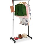 Portant sur roues, m�tallique, tringle r�glable en hauteur, h x l x p : 94 - 161 x 75, 5 x 42, 5 cm, ...