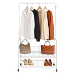 Relaxdays portemanteau sur roulettes, 2 �tag�res, barre � v�tements, h x l x p 165 x 90 x 30 cm, penderie ...