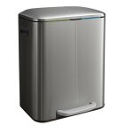 Relaxdays poubelle 2 compartiments, 2 x 20 l, seaux amovibles, fermeture douce, p�dale, inox, tri des ...