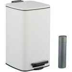 Poubelle de salle de bain, 8 litres, seau int�rieur amovible, avec couvercle pratique, blanche - relaxdays ...