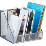 Range - revues, 4 compartiments, format a4, design maille, hlp 26x31x26 cm, bureau / tltravail, mtal, ...