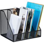 Range - revues, 4 compartiments, format a4, design maille, hlp 26x31x26 cm, bureau / tltravail, mtal, ...