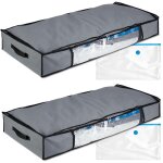 Sacs de rangement sous vide, lot de 2, hxlxp : 15x100x45 cm, vtements, linge de lit, housses sous vide, ...