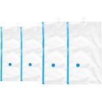 Sacs sous vide à suspendre, pour vêtements, lot de 4, 2 tailles, crochets, valve à aspirer, transparent ... Sacs sous vide à suspendre, pour vêtements, lot de 4, 2 tailles, crochets, valve à aspirer, transparent ...