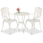 Relaxdays salon de jardin pour 2 personnes, table avec 2 chaises, fonte d'aluminium, design antique, ...