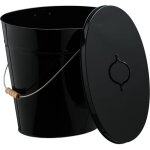 Seau  cendres, avec couvercle, 18, 5 litres, anse, pour la chemine ou encore le pole, noir - relaxdays ...