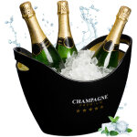 Relaxdays seau � champagne, en plastique, capacit� : 8 litres, h x l x p : 25, 5 x 35 x 25, 5 cm, noir ...