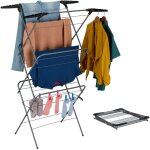 Relaxdays schoir  linge, 3 niveaux, pliable, support de cintre, hlp: 138x63, 5x50 cm, tendoir tour ...