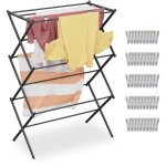 Relaxdays - schoir  linge pliable, 6 niveaux, 11 barres, avec 50 pinces  linge, 38x74x102 cm, tendoir ...