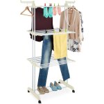 Relaxdays - schoir  linge sur roulettes, 4 niveaux, bras rabattables, h x l x p : 179 x 126 x 63, 5 ...