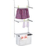 Relaxdays séchoir de porte, à suspendre, 3, 8 m, pliable, étendoir à linge, avec sac, en métal, argenté ... Relaxdays séchoir de porte, à suspendre, 3, 8 m, pliable, étendoir à linge, avec sac, en métal, argenté ...