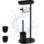 Relaxdays serviteur wc, non fixe, 2 ttes de brosse de rechange, h x l x p : 67 x 23 x 17 cm, noir