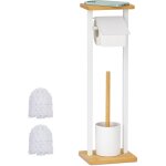 Relaxdays serviteur wc, non fixe, 2 têtes de brosse de rechange, h x l x p : 73, 5 x 20 x 20 cm, blanc ... Relaxdays serviteur wc, non fixe, 2 têtes de brosse de rechange, h x l x p : 73, 5 x 20 x 20 cm, blanc ...