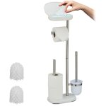 Relaxdays serviteur wc, non fixe, brosse wc, porte - brosse, pour faire une rserve de rouleaux, hxlxp ...