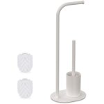 Relaxdays serviteur wc, non fixe, porte - rouleau et porte - brosse, h x l x p : 64, 5 x 23 x 17 cm, ...