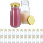 Set huile vinaigre, 24 bouteilles en verre, avec bouchon hermtique, pour smoothies, jus, lait, transparent ...