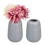 Vase dcoratif en lot de 2, pot de fleurs, en cramique, dimensions de chaque h x d : 15 x 10 cm, gris ...