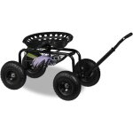 Relaxdays - sige roulant de jardin, rglable en hauteur, 150 kg, tabouret jardinage, 4 roues, acier, ...