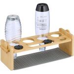 Relaxdays - support pour 4 bouteilles telles que les sodastream, en bambou, gouttoir pratique, nature ...