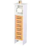 Relaxdays support wc sur pied, porte - rouleau + 3 �tag�res, 78�21�17 cm, mdf / bambou, blanc / nature ...