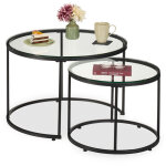 Relaxdays table d'appoint, en lot de 2, m�lange de mat�riaux, pour le salon ou l'entr�e, transparent ...
