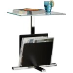 Table d'appoint avec porte - revues plateau en verre mtal design moderne table basse hxlxp: 53 x 46 ...