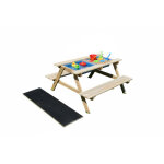 Relaxdays table - bancs enfants bois 3 - en - 1: table de jeu, cuisine, pique - nique, ardoise, hxlxp ...