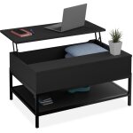 Relaxdays - table basse avec plateau relevable, 42x98x50 cm, compartiment intérieur, meuble de salon, ... Relaxdays - table basse avec plateau relevable, 42x98x50 cm, compartiment intérieur, meuble de salon, ...