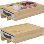 Relaxdays table de chevet � clipser, lot de 2, bambou, h x l x p : 14 x 37 x 26, 5 cm, tiroir, tablette ...