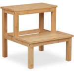 Relaxdays - tabouret, 2 marches, en bambou, charge maximale : 100 kg, enfant, quotidien, hlp : 40 x 40 ...