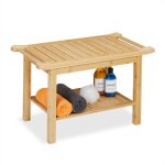 Relaxdays - tabouret de bain en bambou, surface de rangement & poignées, h x l x p: 45 x 75 x 40, 5 cm, ... Relaxdays - tabouret de bain en bambou, surface de rangement & poignées, h x l x p: 45 x 75 x 40, 5 cm, ...