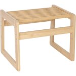 Relaxdays tabouret en bambou compact � lattes - sauna - 30x38x33 cm - banc couloir / salle de bain, naturel ...