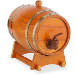 Relaxdays tonneau en bois, 2, 2 l, f�t avec support et robinet, vin & spiritueux, distributeur d�coratif, ...