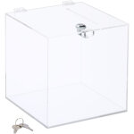 Relaxdays urne transparente en acrylique, 2 cl�s, couvercle, h x l x p : 20 x 20 x 20 cm, transparente ...