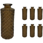 Relaxdays vases, set de 6, motif losange, vintage, verre, 13 x 5 cm, mini - vases d�co, marron