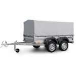 Remorque double essieu en acier 233 cm ridelles avant / arri�re ouvrantes 235t b�che haute