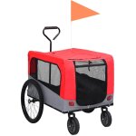 Torana - remorque de vlo pour chiens et poussette 2 - en - 1 rouge et gris