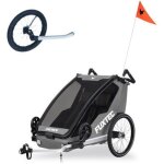 Remorque à vélo sport cruiser fuxtec 2 - en - 1 et buggy pliable gris pour 2 enfants - aluminium avec ... Remorque à vélo sport cruiser fuxtec 2 - en - 1 et buggy pliable gris pour 2 enfants - aluminium avec ...