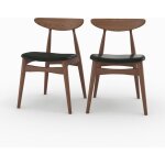 Rendez - vous d�co - lot de 2 chaises en cuir synth�tique noir et bois d'h�v�a - josette