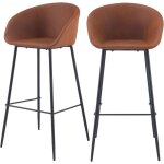 Rendez - vous dco - lot de 2 chaises de bar 75 cm en cuir synthtique marron - kalba