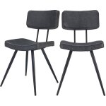 Rendez - vous dco - lot de 2 chaises en cuir synthtique gris / noir - texas