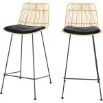 Rendez - vous d�co - lot de 2 chaises pour �lot central 66 cm en rotin et noir - goa
