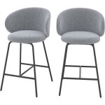 Rendez - vous d�co - lot de 2 chaises pour �lot central en tissu gris fonc� 68 cm - c�cilia